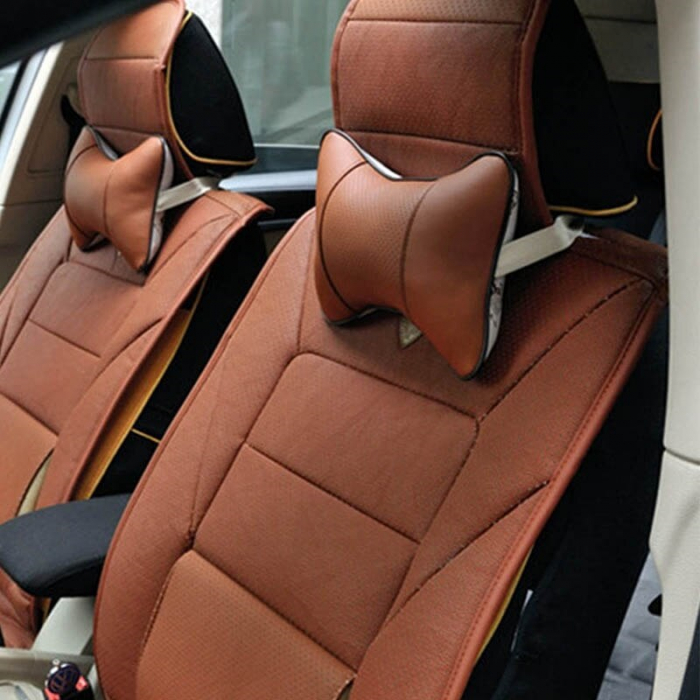 Set 2 buc. perne tetiere auto, pentru sustinere gat din piele ecologica, culoare MARO [1]