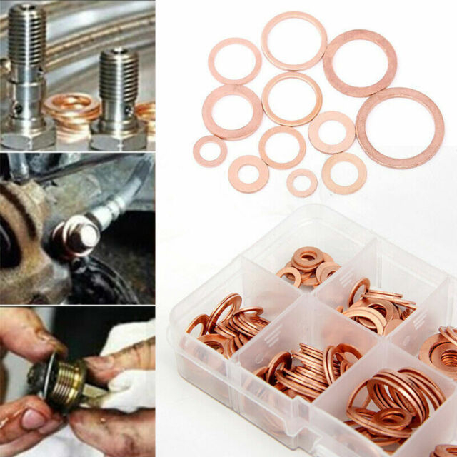 Set 200 de șaibe din cupru, 9 dimensiuni diferite, pentru buson baie de ulei sau alte reparatii [6]
