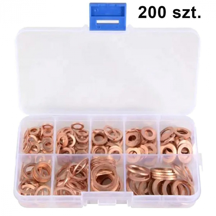 Set 200 de șaibe din cupru, 9 dimensiuni diferite, pentru buson baie de ulei sau alte reparatii [4]