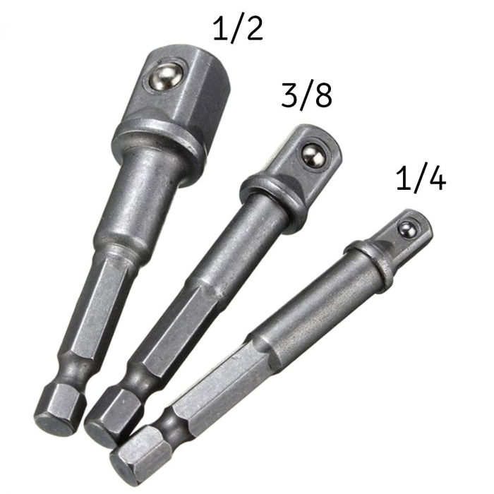 Set 3 adaptoare pentru scule de mana, dimensiunile 1-2, 3-8 și 1-4 [3]