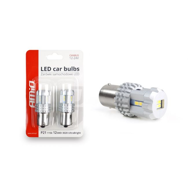 Set becuri auto cu LED CANBUS P21 R5W- R10W 22 SMD Alb 12V, 24V [3]