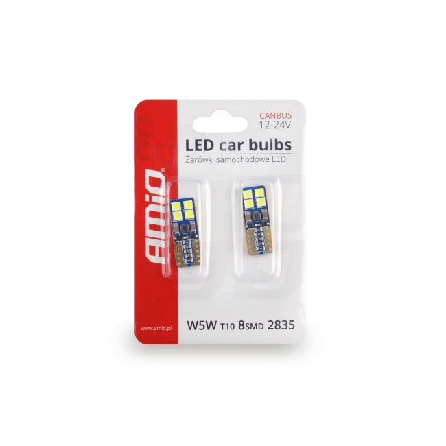 Set becuri auto cu LED CANBUS T10e W5W 8 SMD Alb 12-24V [3]