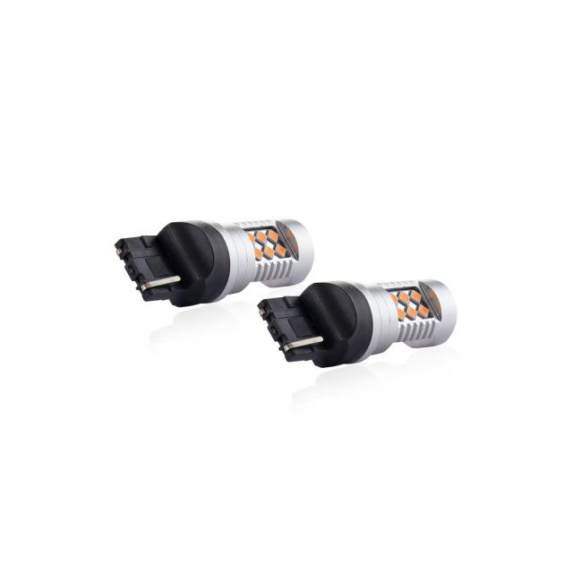 Set becuri auto cu LED CANBUS W21W T20 24 SMD 6.2W Orange 12/24V [4]
