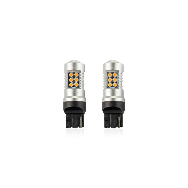 Set becuri auto cu LED CANBUS W21W T20 24 SMD 6.2W Orange 12/24V [3]