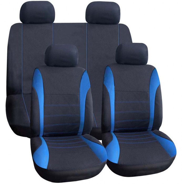 Set huse scaun auto ieftine, Universale 9 piese, model H-LINE - ALBASTRU [1]