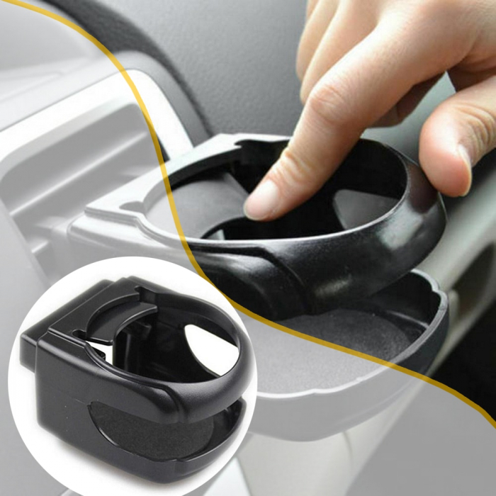 Suport auto universal pentru pahare, montaj in grila de ventilatie, culoare neagra, DH-03 [1]