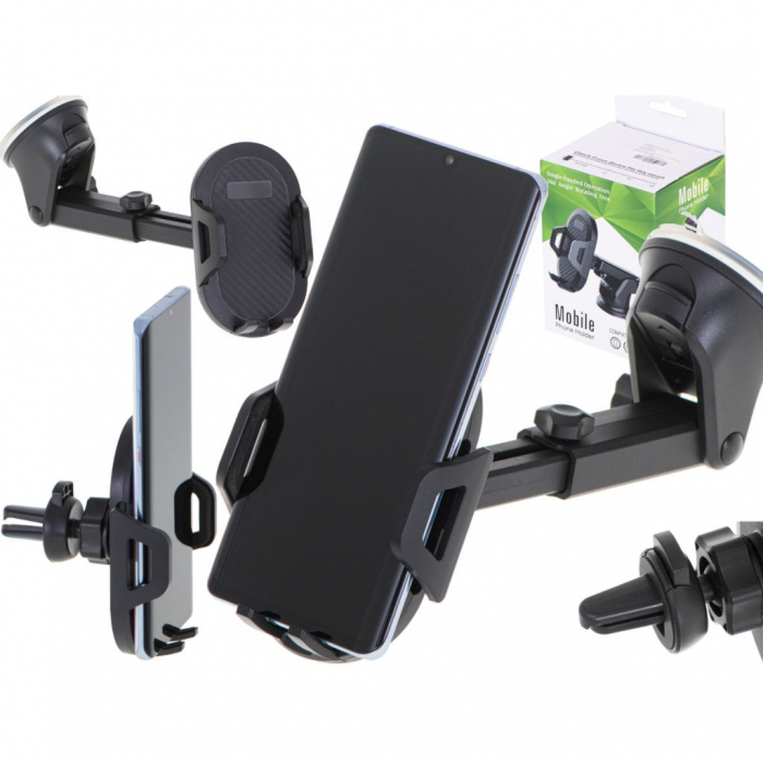 Suport de telefon 2in1 cu prindere in parbriz sau grila de ventilatie [10]