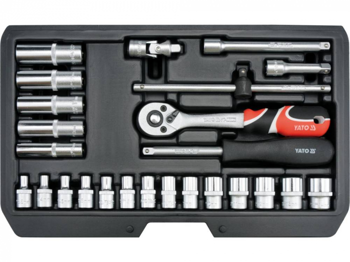 Trusa tubulare 1/4'' cu antrenor cliket 25 buc [3]
