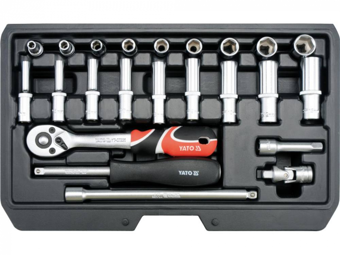 Trusa tubulare cu antrenor 23 BUC, 1/4'' Yato [2]