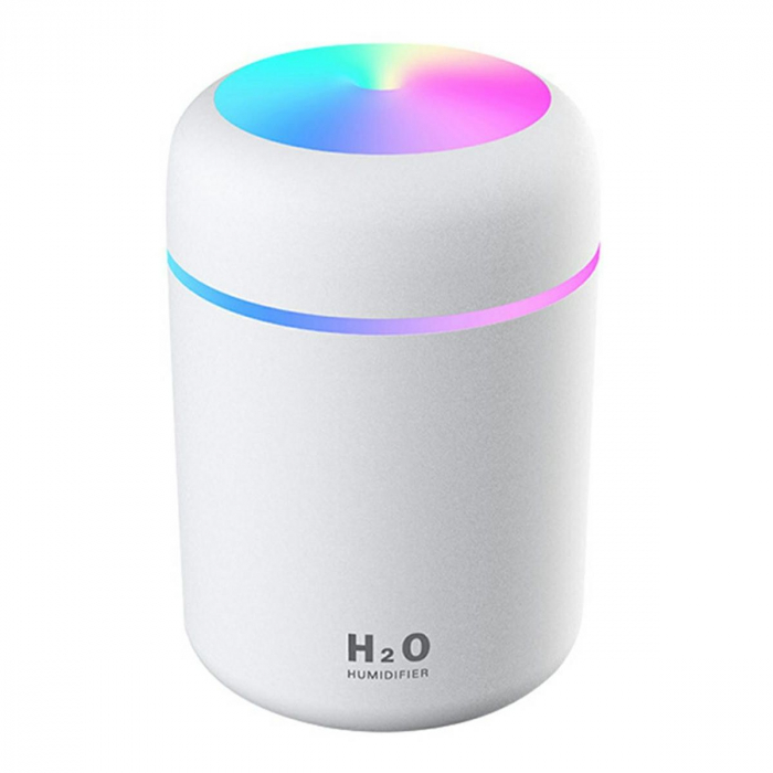 Umidificator - Difuzor aromaterapie cu ultrasunete pentru casa sau masina, iluminare LED, carcasa alba [4]