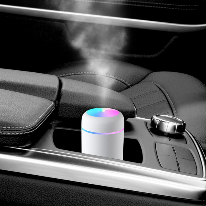 Umidificator - Difuzor aromaterapie cu ultrasunete pentru casa sau masina, iluminare LED, carcasa alba [6]