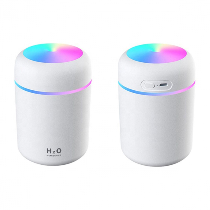 Umidificator - Difuzor aromaterapie cu ultrasunete pentru casa sau masina, iluminare LED, carcasa alba [2]