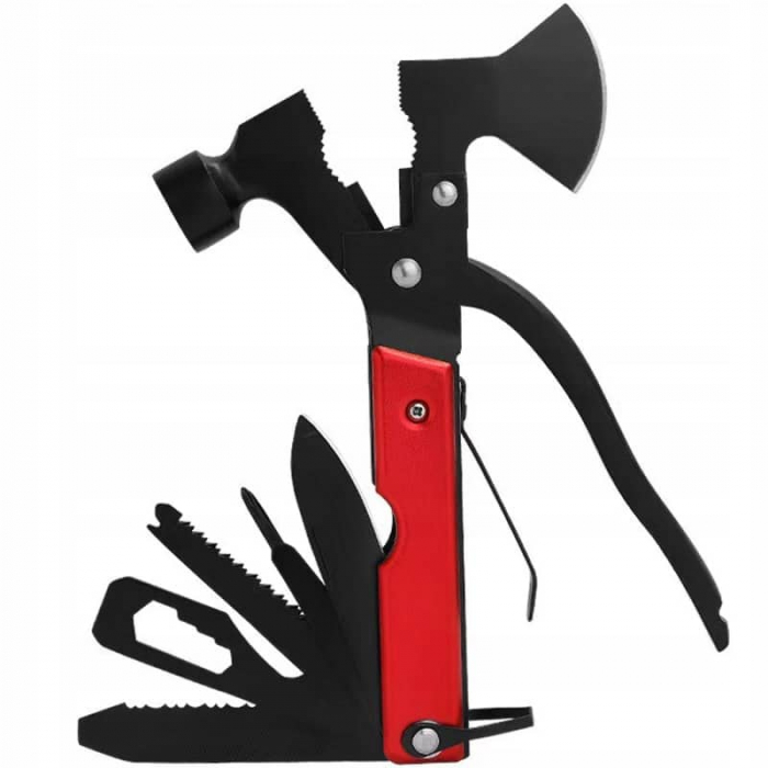 Unealta de supravietuire 17-in-1, model "Red Axe Multi-tool" pentru camping, calatorii, offroad, ATV, SSV, model [4]