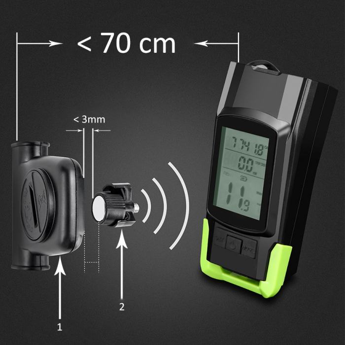 Vitezometru Digital cu lampa Fata + Spate si Claxon, waterproof, pentru bicicleta [5]