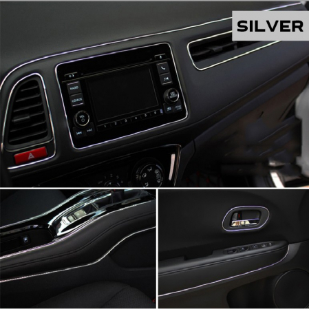 Ornamente Interior - Banda decor interior crom TUNING, 5m, ARGINTIU