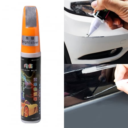 Accesorii Autoturisme - Corector zgarieturi vopsea auto, cantitate 12ml, culoare Argintiu