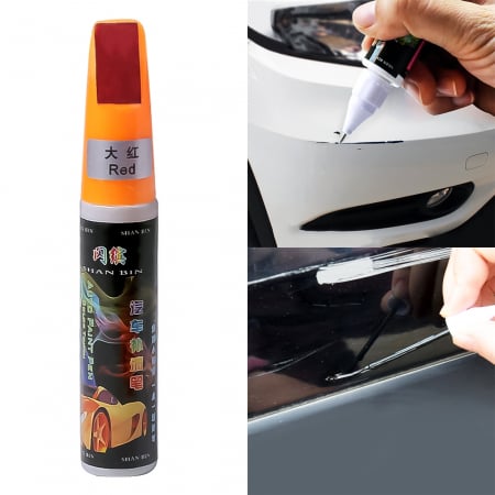Accesorii Autoturisme - Corector zgarieturi vopsea auto, cantitate 12ml, culoare Rosu