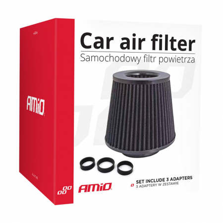 Filtru de aer conic negru cu 3 adaptoare [2]