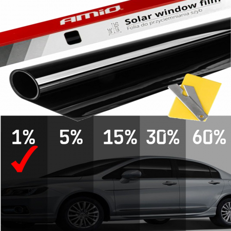 Folii Auto - Folie fumurie pentru geamuri Mega Dark Black 0.5 x 3m (1%)