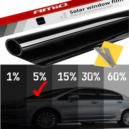 Accesorii Autoturisme - Folie fumurie pentru geamuri Super Dark Black 0.75  x 3m (5%)