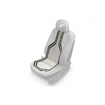 Accesorii Autoturisme - Husa auto cu bile de masaj din lemn (alb cu negru)