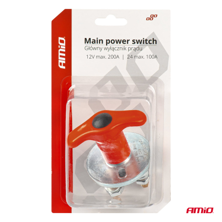 Piese electrice - Întrerupător general baterie 12V/24V 200A AMiO – Separator curent cu decuplare rapidă și vârf 500A