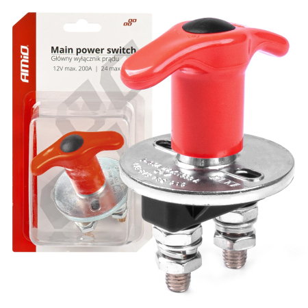 Întrerupător general baterie 12V/24V 200A AMiO – Separator curent cu decuplare rapidă și vârf 500A [3]