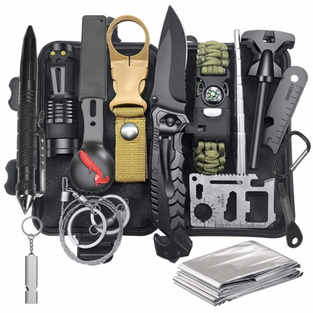 Produse - Kit complet de supravieturire format din 17 piese pentru camping, calatorii, offroad, ATV, SSV