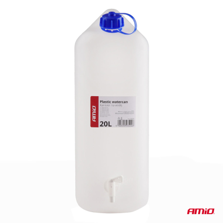Scule si Unelte - Recipient apă cu robinet 20L AMIO-03204 – Canistră plastic HDPE pentru camioane, utilaje, rulote și autocare