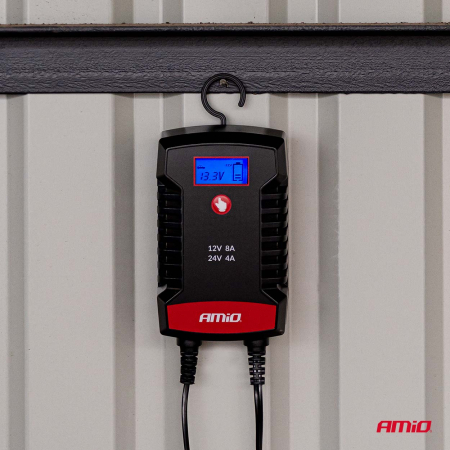 Redresor baterii digital 12V/24V 8A AMIO PRO HOOK – Încărcător profesional pentru AGM, GEL, STD și LiFePO4 [6]