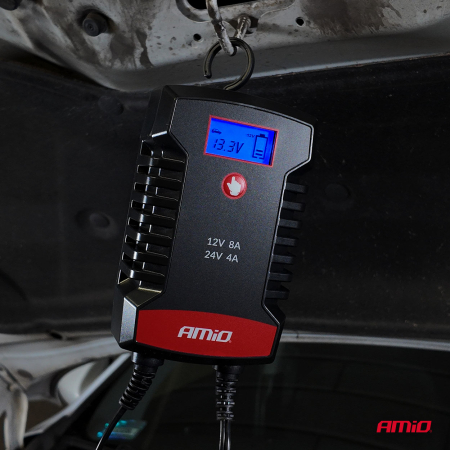 Redresor baterii digital 12V/24V 8A AMIO PRO HOOK – Încărcător profesional pentru AGM, GEL, STD și LiFePO4 [7]