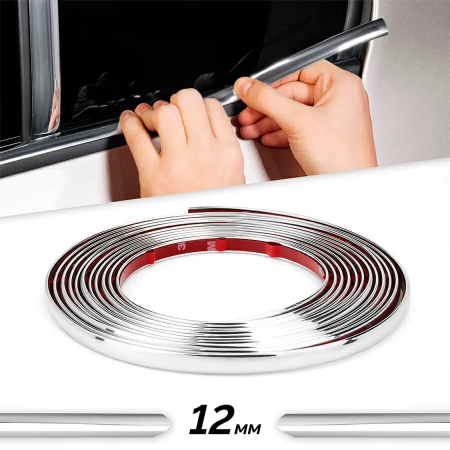 Accesorii Autoturisme - Rola Ornament autoadeziv, 12mm x 15m, culoare Crom SILVER