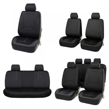 Set huse scaun auto UNIVERSALE din piele ecologica NEGRU AG338E - 11 piese [1]