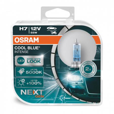 Accesorii Autoturisme - Set 2 becuri cu halogen Osram H7, 12V, 55W, PX26d, Cool Blue NEXT GEN