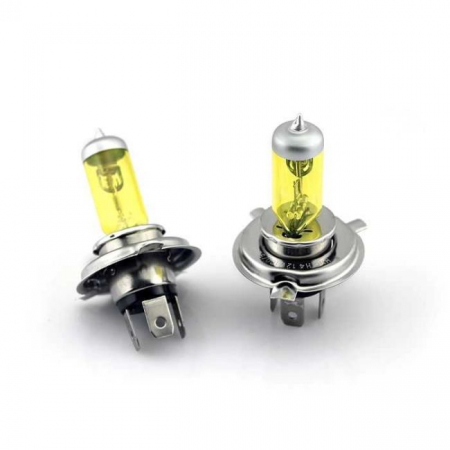 Becuri Halogen - Set 2 becuri H4 (P43) pentru proiectoare de ceata, culoare galbena, 12V, 55W