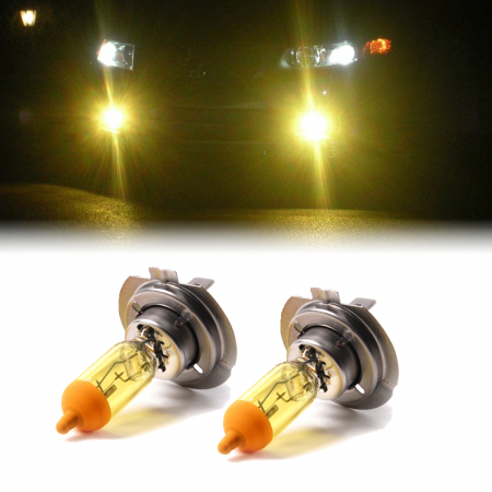 Becuri Halogen - Set 2 becuri H7 pentru proiectoare de ceata, culoare galbena, 12V, 55W