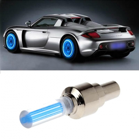 Accesorii Roti Auto - Set 2 Capace Valva cu LED Albastru, cu senzor de lumina si miscare