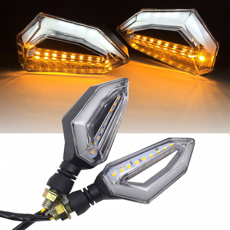 Accesorii Moto - Set 2 lampi Semnalizare Moto cu LED, cu 2 functii, pozitie si semnalizare, 12V