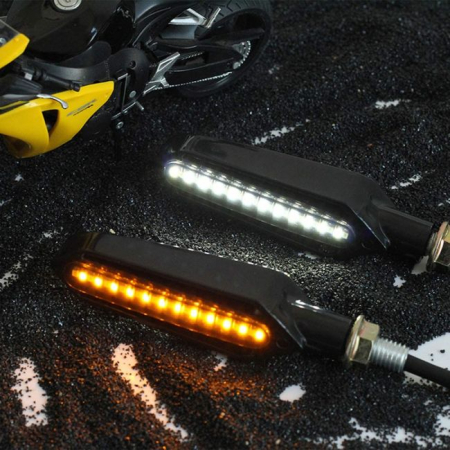 Accesorii Moto - Set 2 lampi Semnalizare Moto SECVENTIALA, cu LED-uri Samsung, cu 2 functii, pozitie si semnalizare, 12V