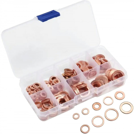 Produse - Set 200 de șaibe din cupru, 9 dimensiuni diferite, pentru buson baie de ulei sau alte reparatii