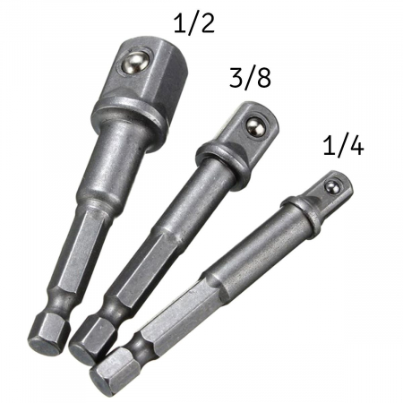 Set 3 adaptoare pentru scule de mana, dimensiunile 1-2, 3-8 și 1-4 [2]