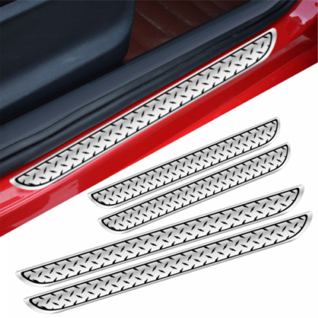 Accesorii Autoturisme - Set 4 bucati protectie praguri universale culoare crom si negru diamond