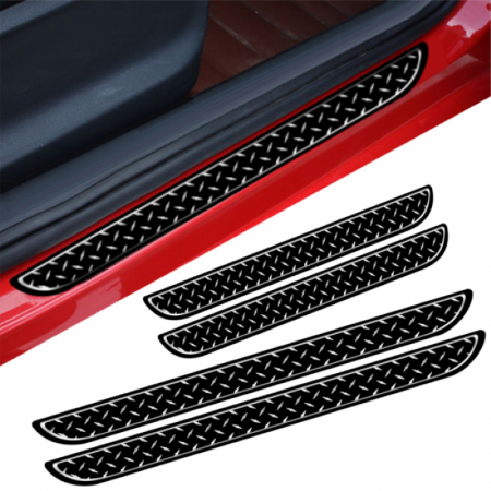 Accesorii Autoturisme - Set 4 bucati protectie praguri universale culoare neagra si crom diamond