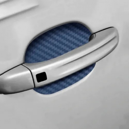 Tuning Auto - Set 4 bucati protectie zgarieturi manere usa din autocolant carbon 3D Albastru