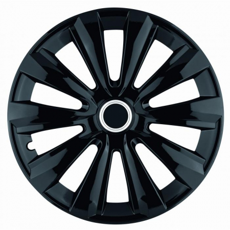 Accesorii Autoturisme - Set 4 capace roti model Delta Black, 16 inch, cu inel cromat