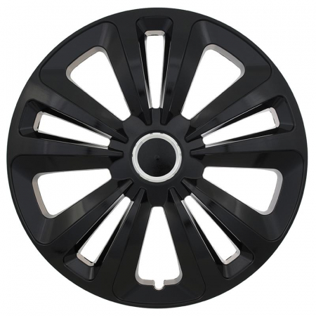 Accesorii Autoturisme - Set 4 capace roti model Terra Black, 16 inch, cu inel cromat