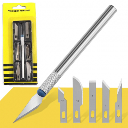 Depanare auto - Set 6 buc. cutter + diverse lame de schimb pentru folie autocolant, AVX-AG607A