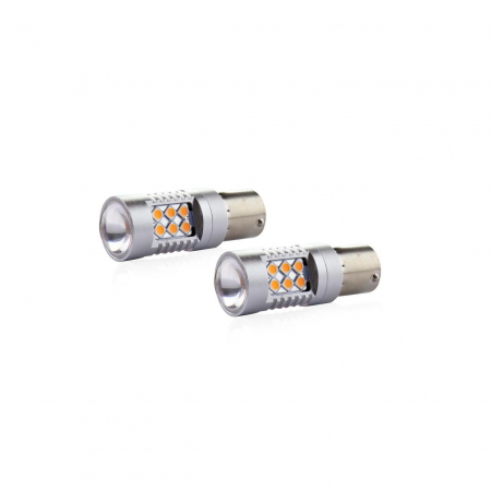 Iluminat Auto - Set becuri auto cu LED CANBUS P21W BA15S 24 SMD 6.2W Orange 12,24V