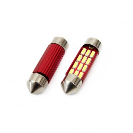 Iluminat Auto - Set becuri auto cu LED CANBUS sofit C5W 12 SMD 36mm Alb 12/24V