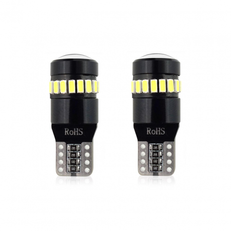 Iluminat Auto - Set becuri auto cu LED CANBUS T10 W5W 19 SMD Alb 12V